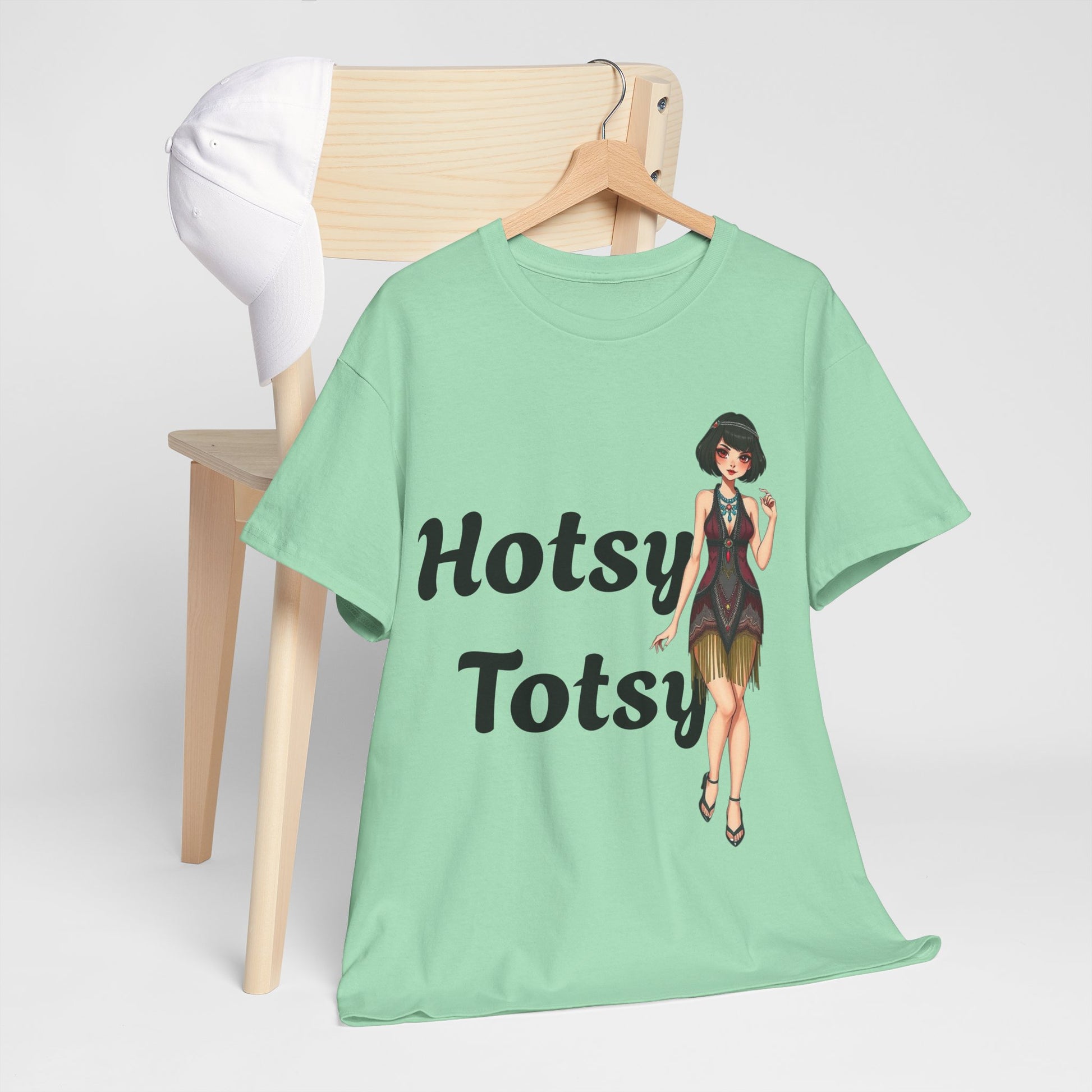 mint green, t-shirt, 1920's retro, Hotsy Totsy, flapper girl