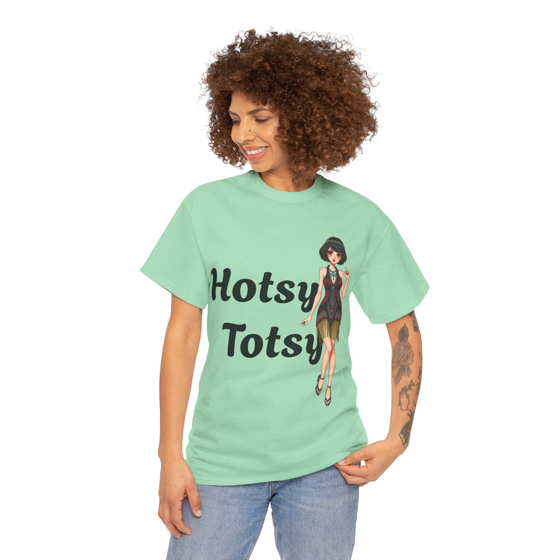 mint green, t-shirt, 1920's retro, Hotsy Totsy, flapper girl