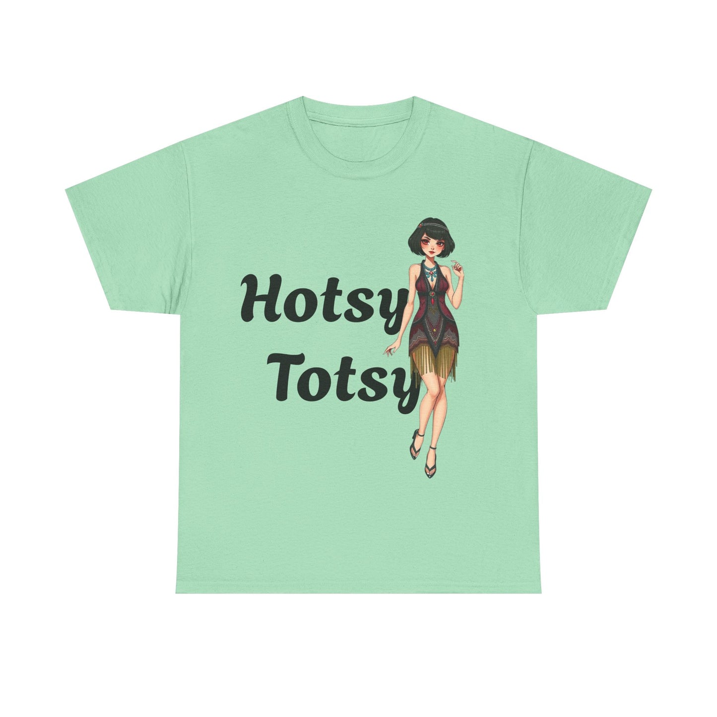 mint green, t-shirt, 1920's retro, Hotsy Totsy, flapper girl