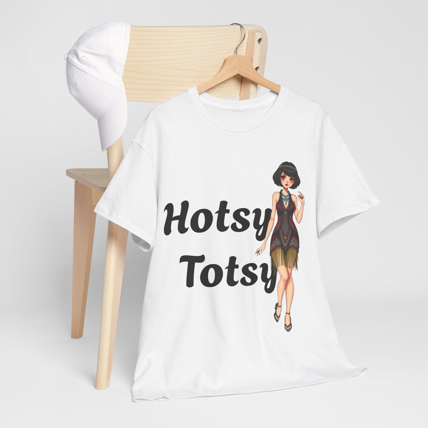 white,  t-shirt, 1920's retro, Hotsy Totsy, flapper girl