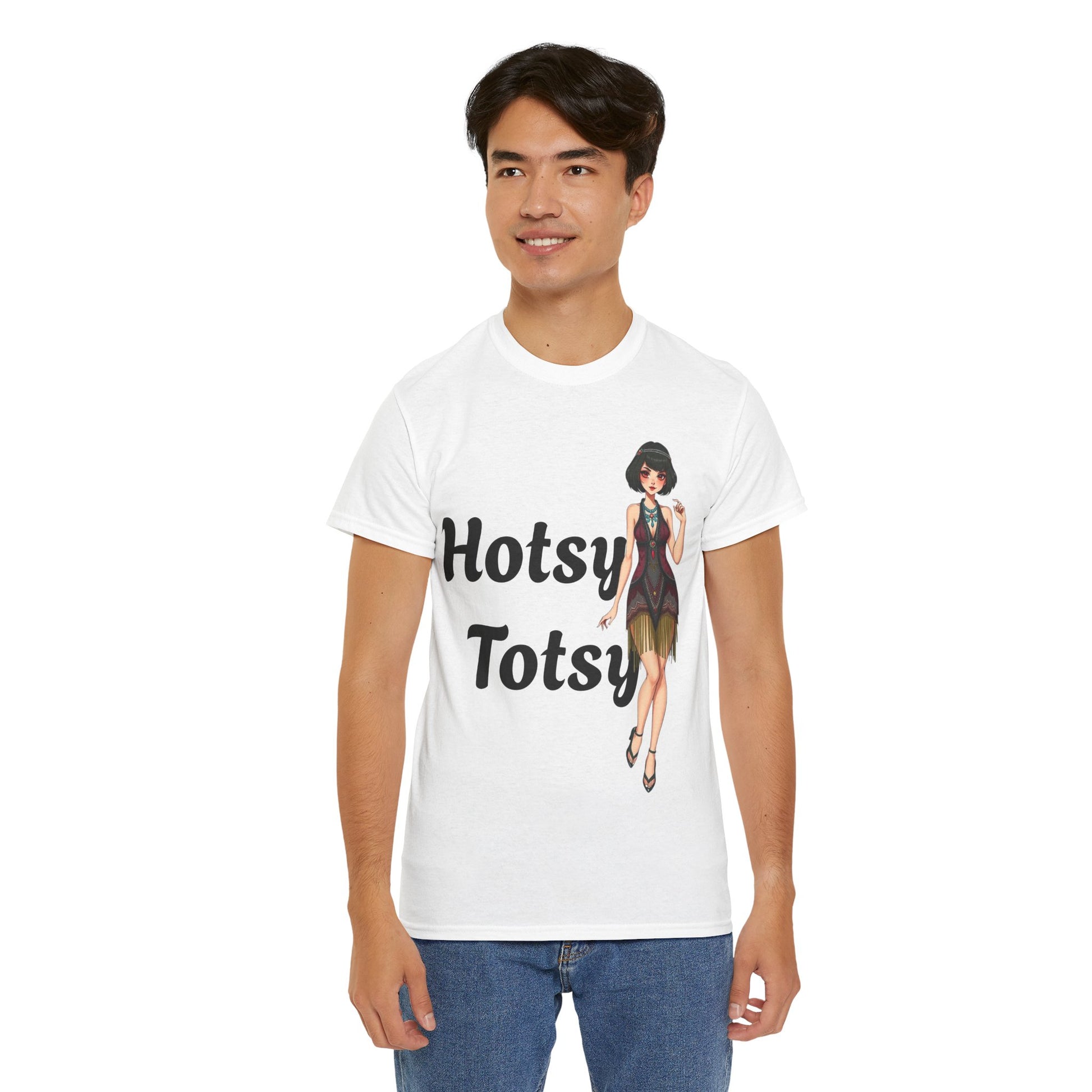 white,  t-shirt, 1920's retro, Hotsy Totsy, flapper girl