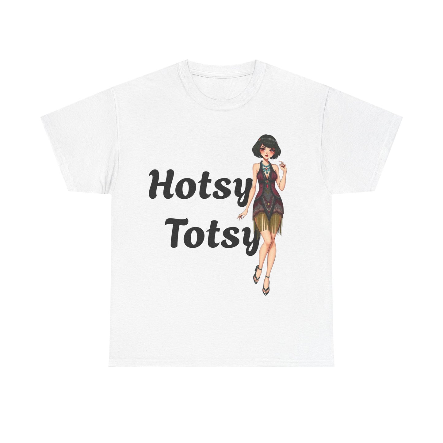 white,  t-shirt, 1920's retro, Hotsy Totsy, flapper girl