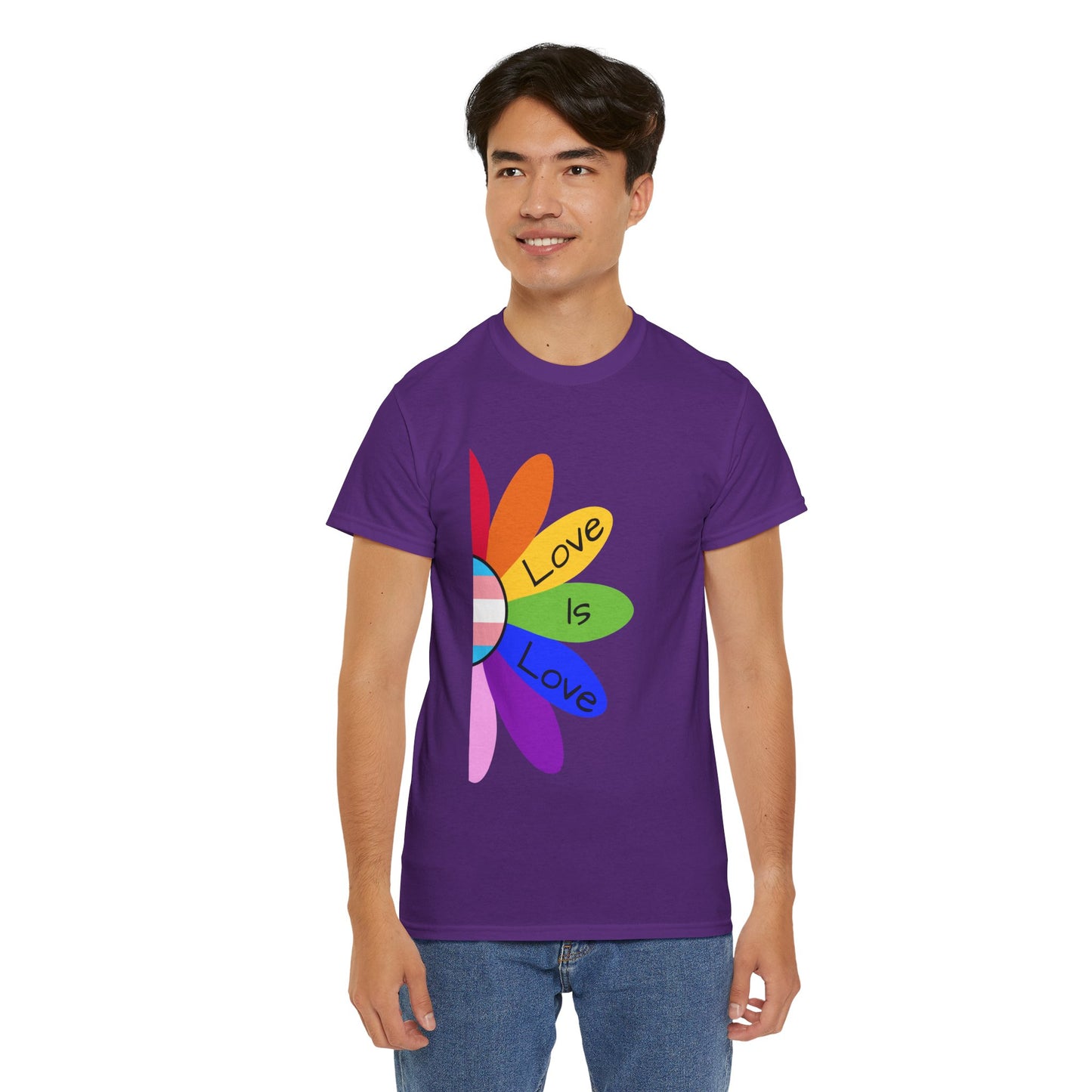 Rainbow Love Is Love Unisex Heavy Cotton Tee, LGBTQ Pride Shirt, Gift for Allies, Casual Wear, Summer Essential, Gender-Neutral Top