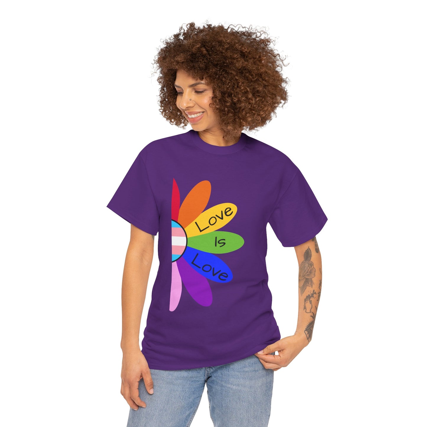 Rainbow Love Is Love Unisex Heavy Cotton Tee, LGBTQ Pride Shirt, Gift for Allies, Casual Wear, Summer Essential, Gender-Neutral Top