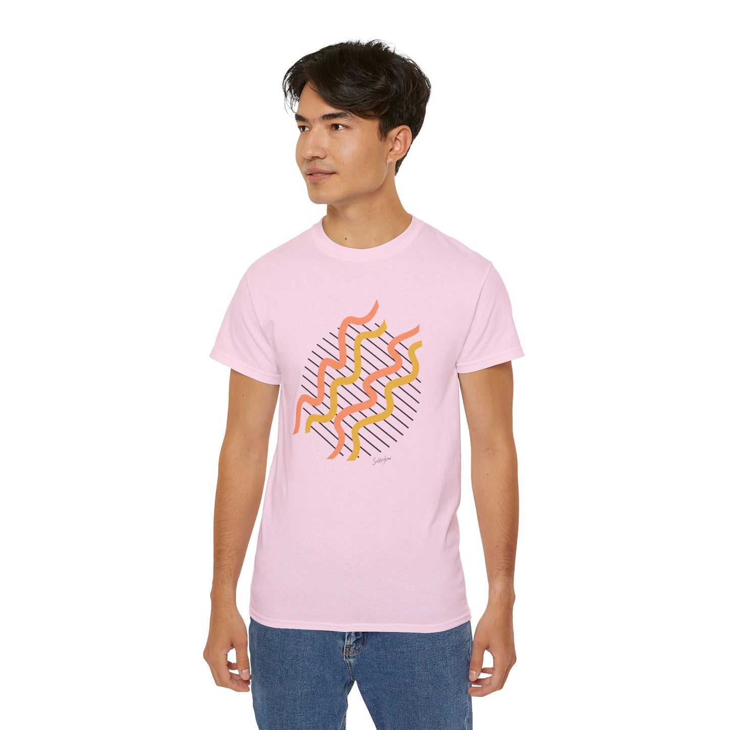 Colorful Abstract Waves Unisex Ultra Cotton Tee - Trendy and Comfortable Design