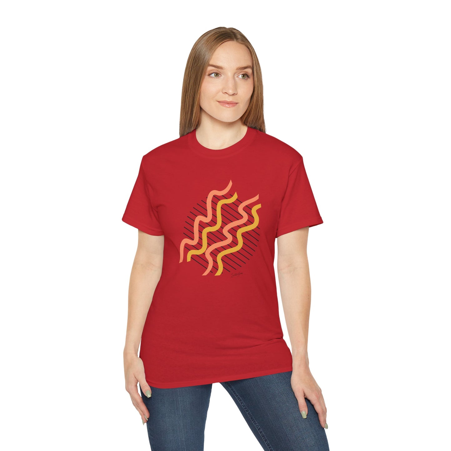 Colorful Abstract Waves Unisex Ultra Cotton Tee - Trendy and Comfortable Design