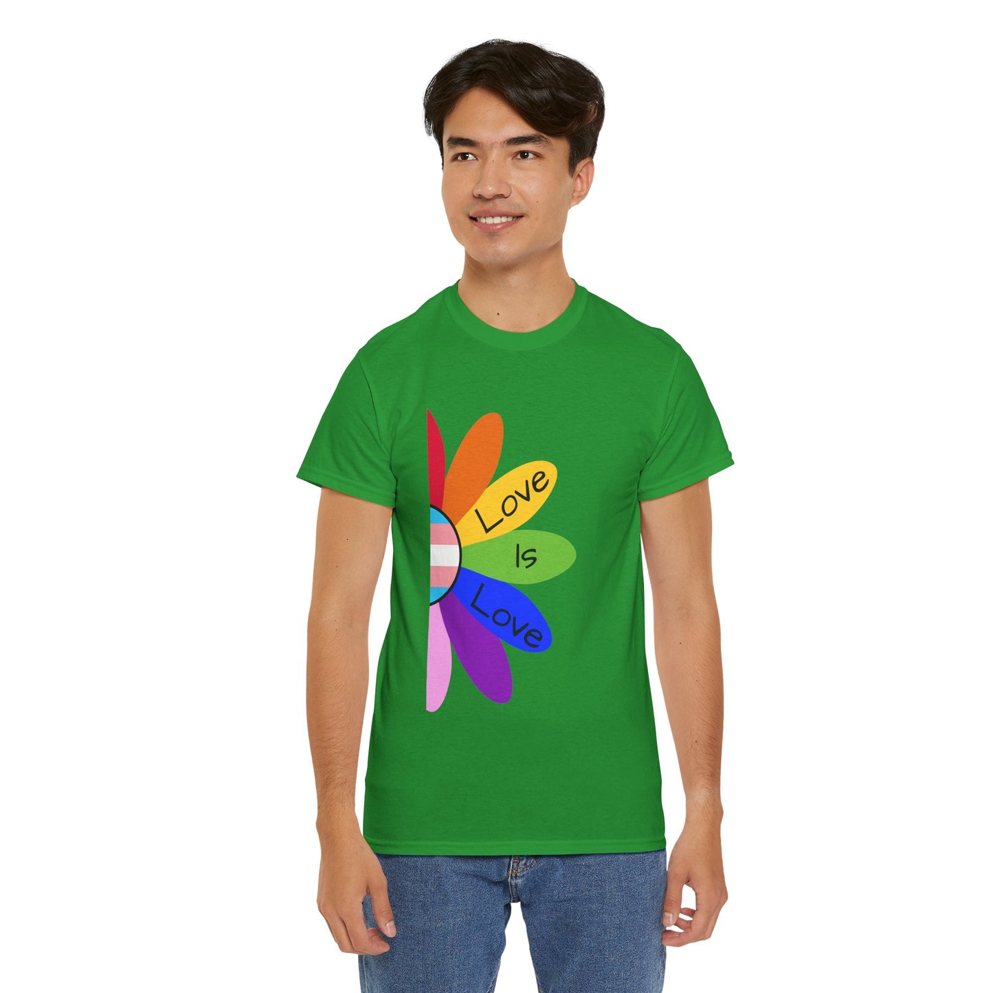 Rainbow Love Is Love Unisex Heavy Cotton Tee, LGBTQ Pride Shirt, Gift for Allies, Casual Wear, Summer Essential, Gender-Neutral Top