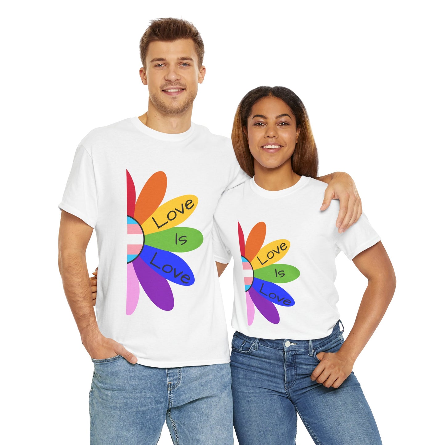 Rainbow Love Is Love Unisex Heavy Cotton Tee, LGBTQ Pride Shirt, Gift for Allies, Casual Wear, Summer Essential, Gender-Neutral Top