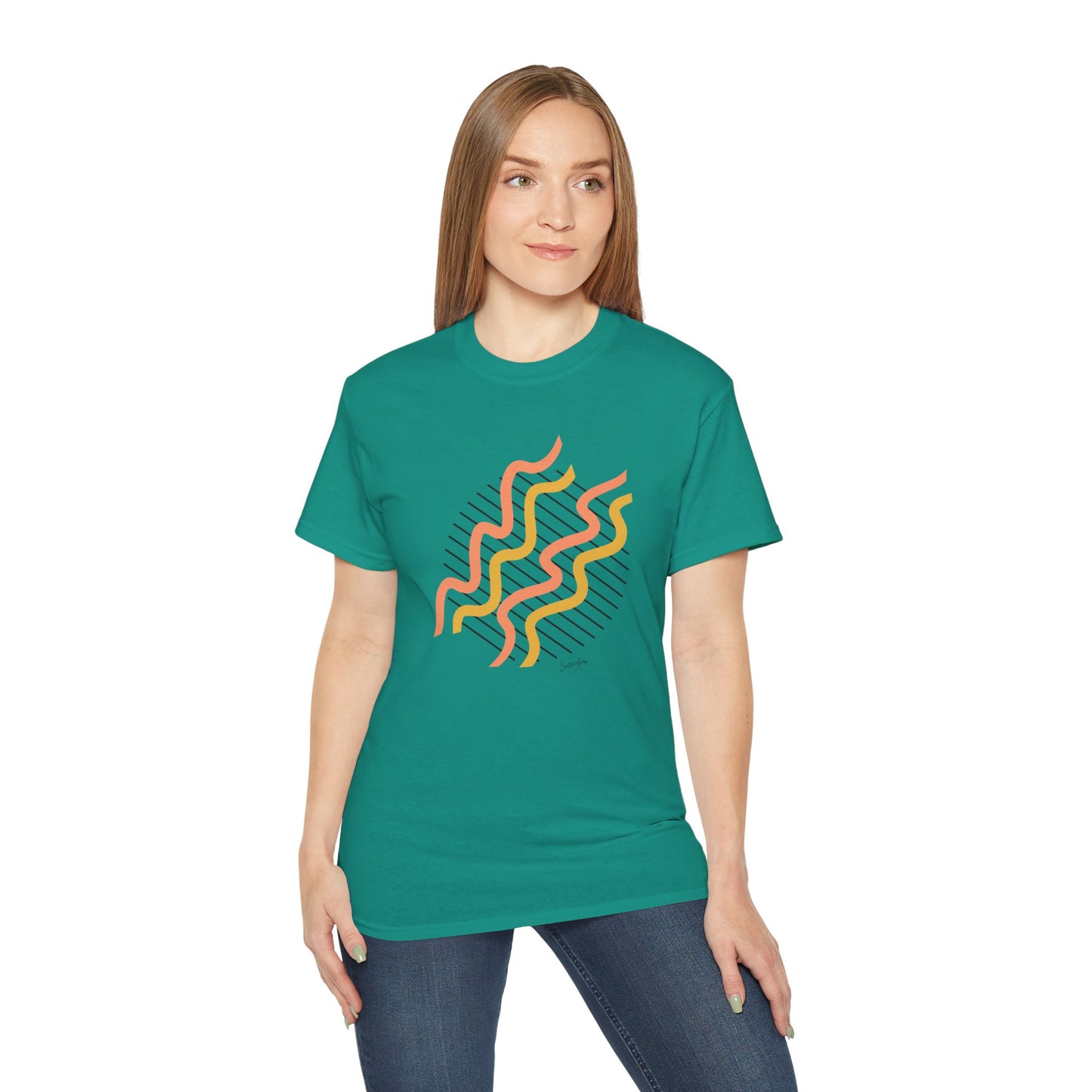 Colorful Abstract Waves Unisex Ultra Cotton Tee - Trendy and Comfortable Design