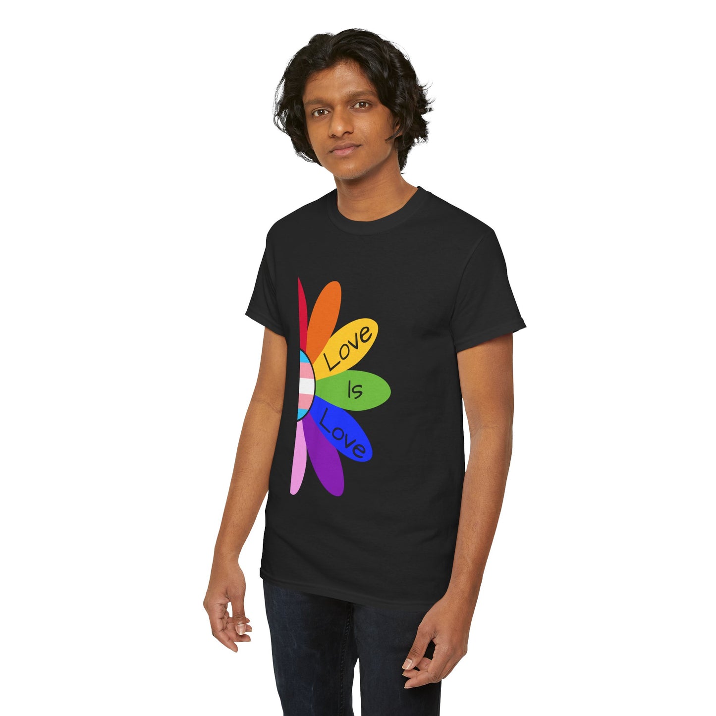 Rainbow Love Is Love Unisex Heavy Cotton Tee, LGBTQ Pride Shirt, Gift for Allies, Casual Wear, Summer Essential, Gender-Neutral Top