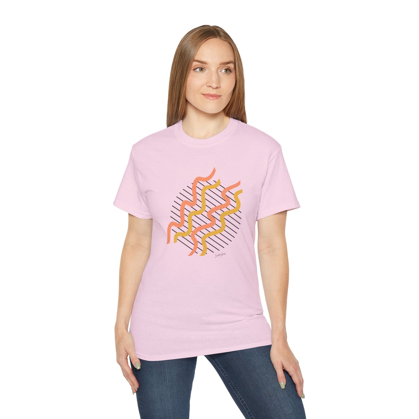 Colorful Abstract Waves Unisex Ultra Cotton Tee - Trendy and Comfortable Design