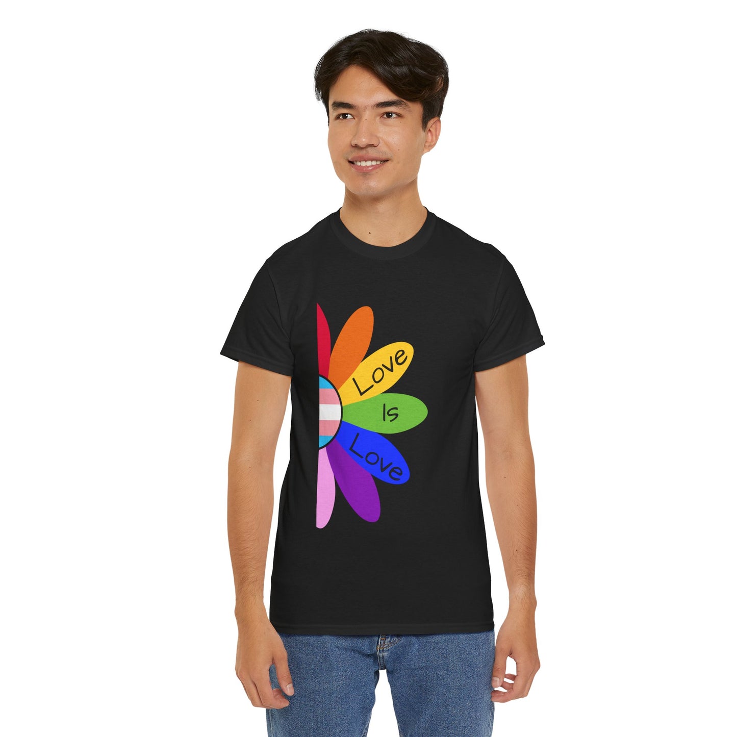 Rainbow Love Is Love Unisex Heavy Cotton Tee, LGBTQ Pride Shirt, Gift for Allies, Casual Wear, Summer Essential, Gender-Neutral Top