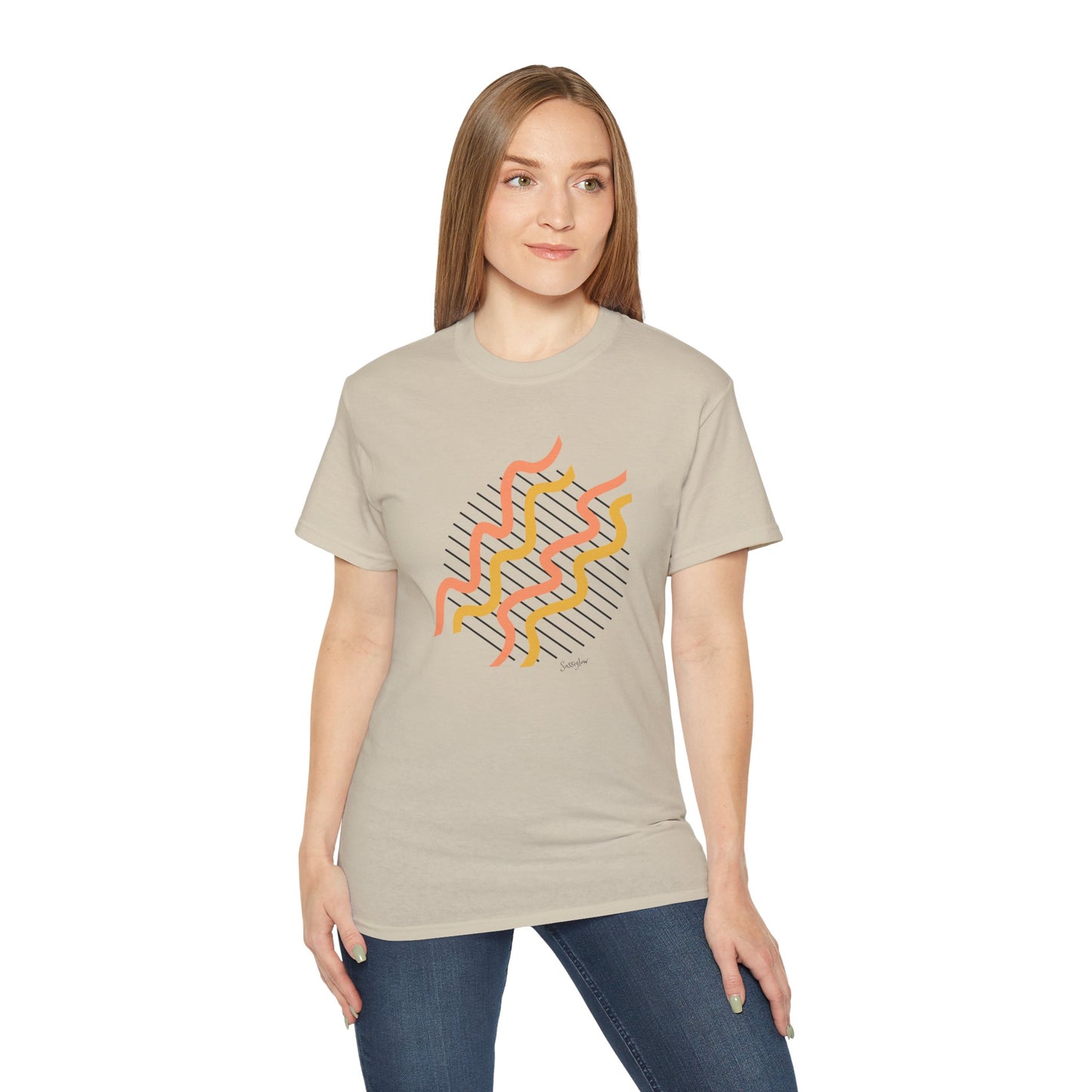 Colorful Abstract Waves Unisex Ultra Cotton Tee - Trendy and Comfortable Design