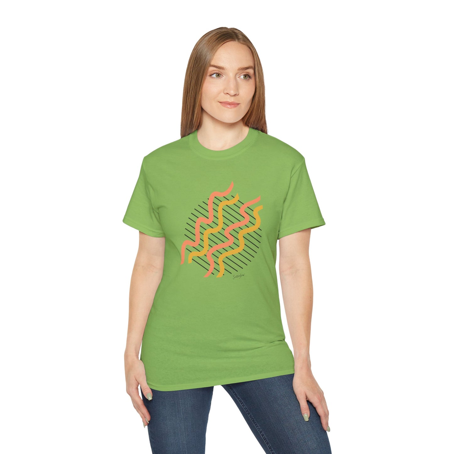 Colorful Abstract Waves Unisex Ultra Cotton Tee - Trendy and Comfortable Design