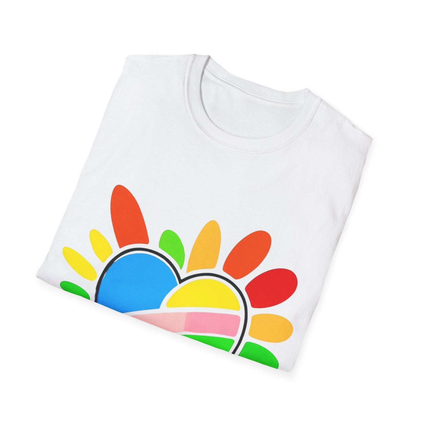 Pride Heart Unisex Softstyle T-Shirt, Colorful LGBTQ+ Tee, Celebration of Love, Rainbow Apparel, Gift for Pride Month