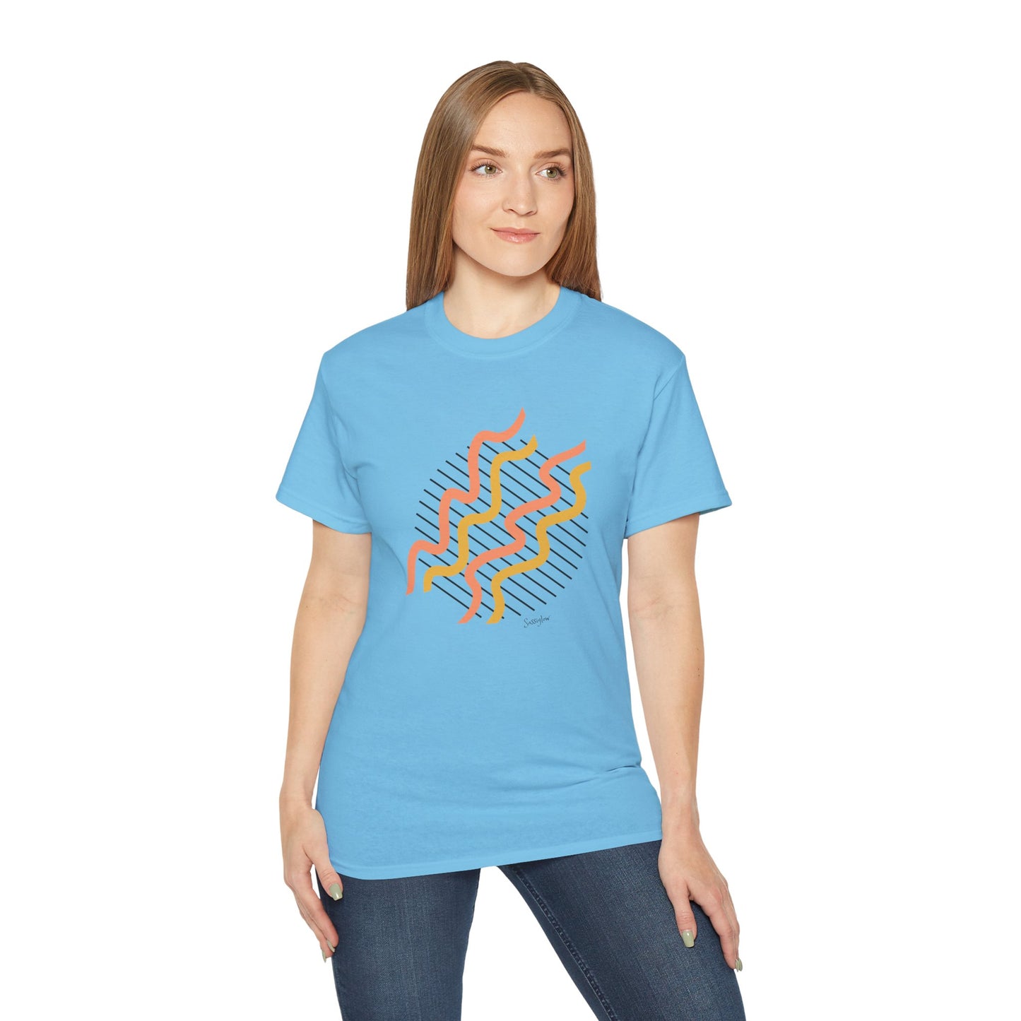 Colorful Abstract Waves Unisex Ultra Cotton Tee - Trendy and Comfortable Design