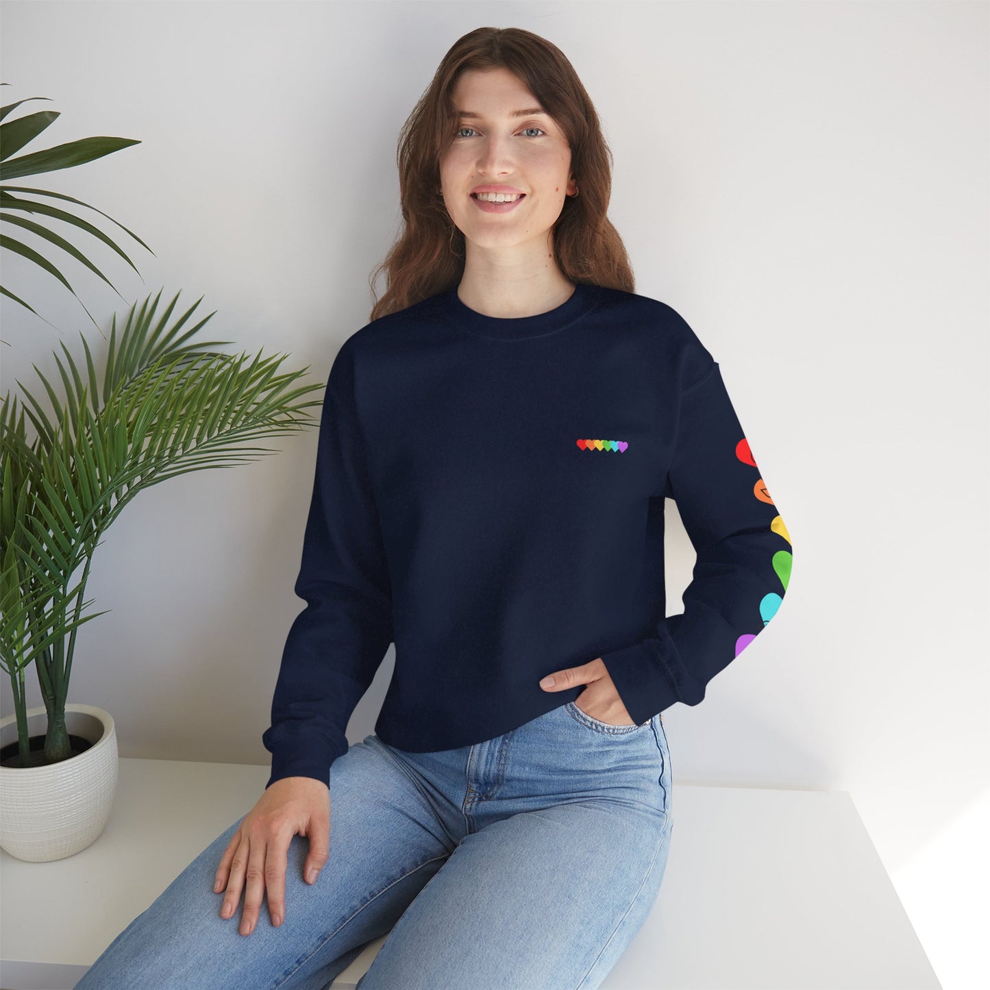 Colorful Heart Crewneck Sweatshirt for Unisex - Rainbow Vibe Apparel