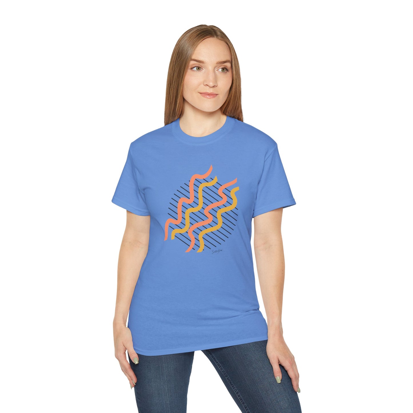 Colorful Abstract Waves Unisex Ultra Cotton Tee - Trendy and Comfortable Design