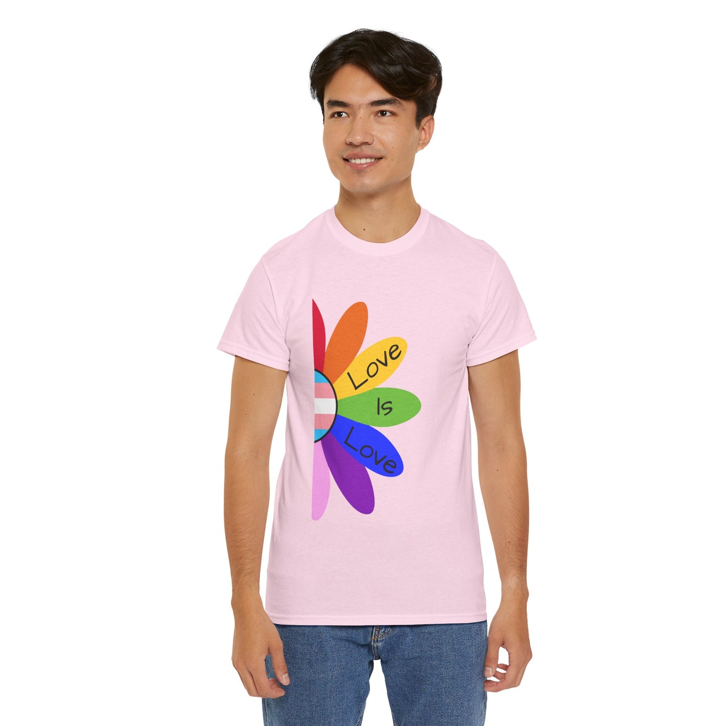 Rainbow Love Is Love Unisex Heavy Cotton Tee, LGBTQ Pride Shirt, Gift for Allies, Casual Wear, Summer Essential, Gender-Neutral Top