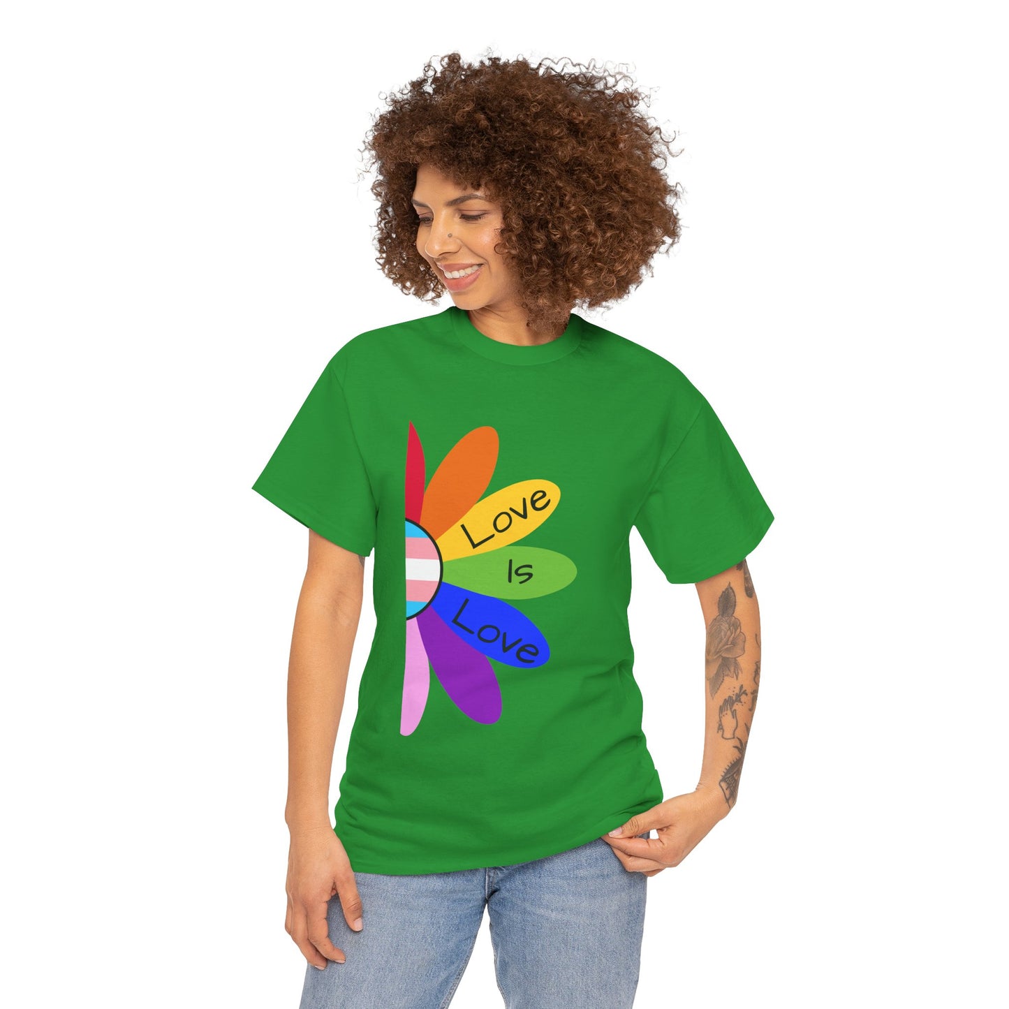 Rainbow Love Is Love Unisex Heavy Cotton Tee, LGBTQ Pride Shirt, Gift for Allies, Casual Wear, Summer Essential, Gender-Neutral Top