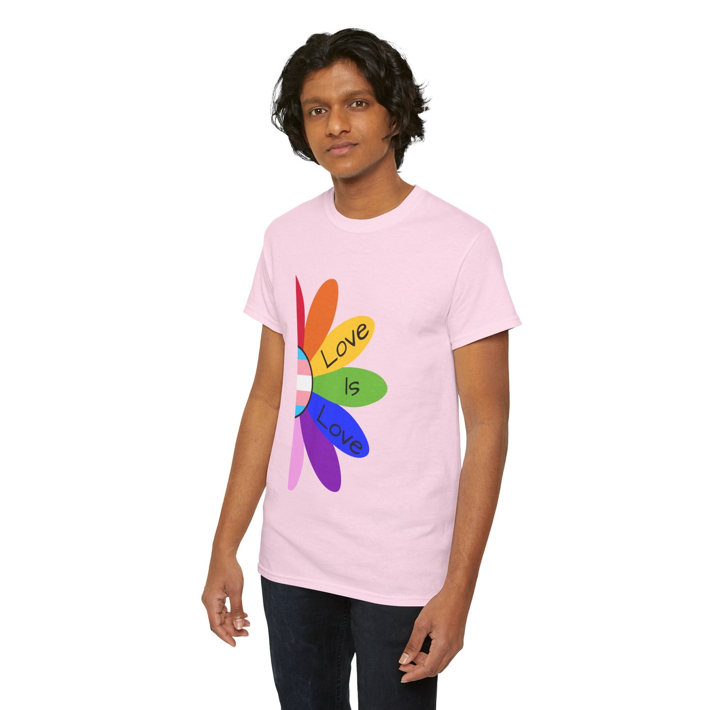 Rainbow Love Is Love Unisex Heavy Cotton Tee, LGBTQ Pride Shirt, Gift for Allies, Casual Wear, Summer Essential, Gender-Neutral Top