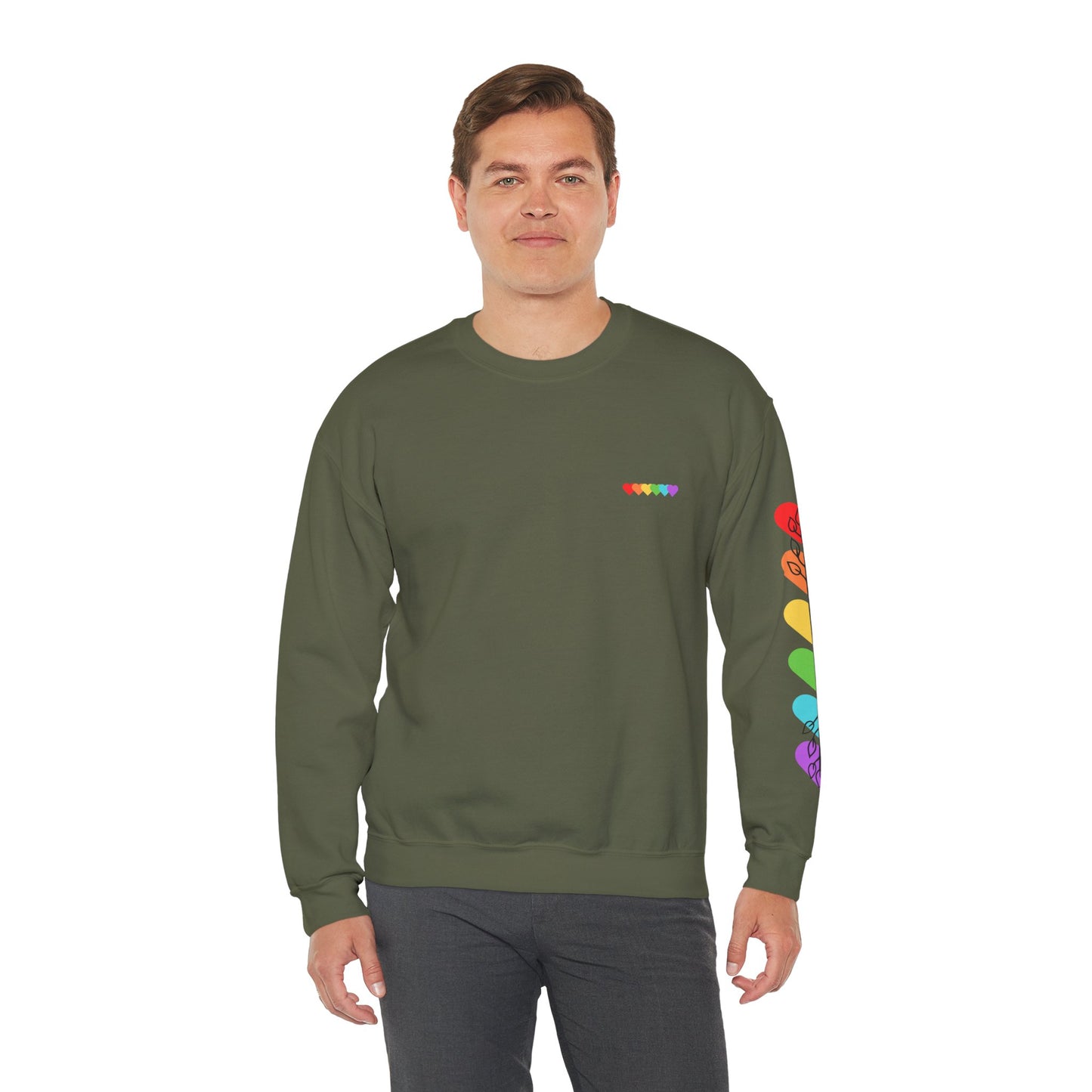 Colorful Heart Crewneck Sweatshirt for Unisex - Rainbow Vibe Apparel