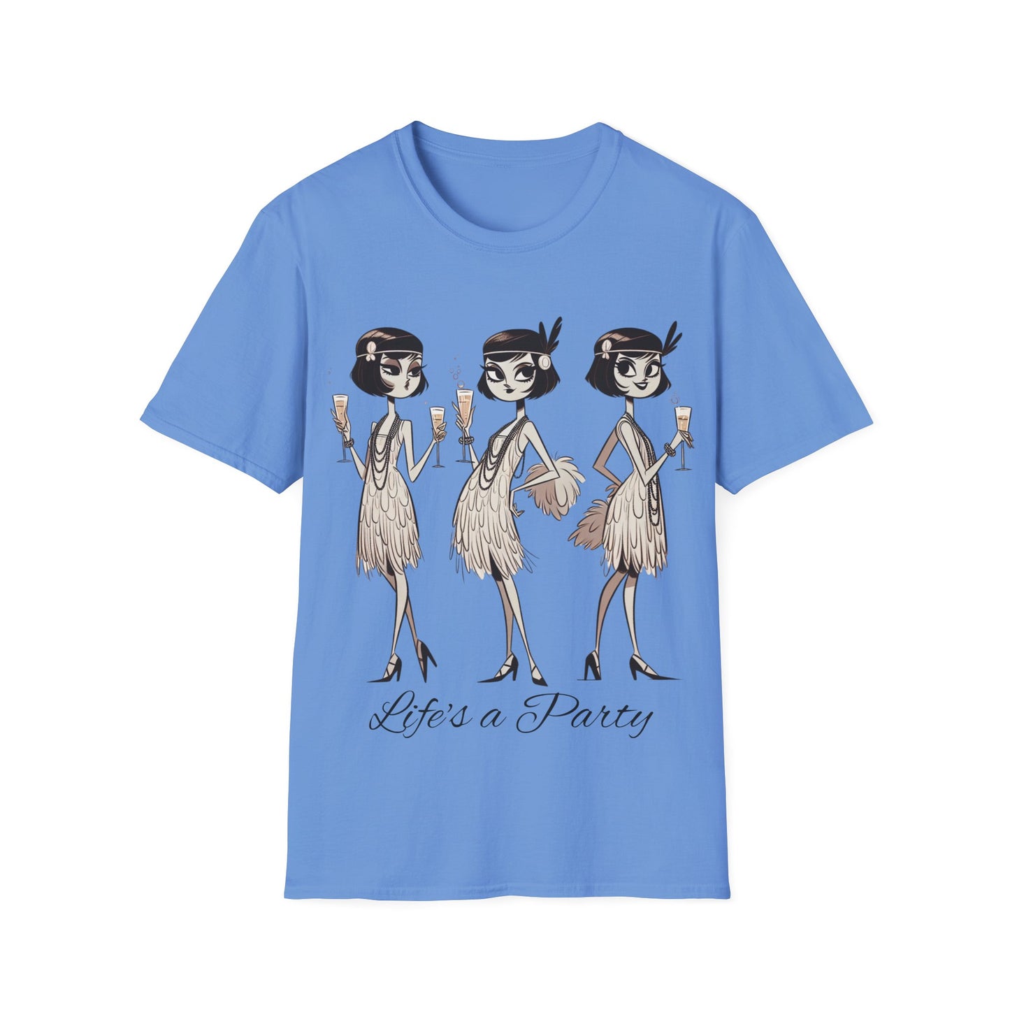 Flapper Girls Champagne Party T-Shirt, Roaring 20s Tee, Life's a Party Shirt, Vintage Flapper Women Top, Gatsby Fashion Apparel