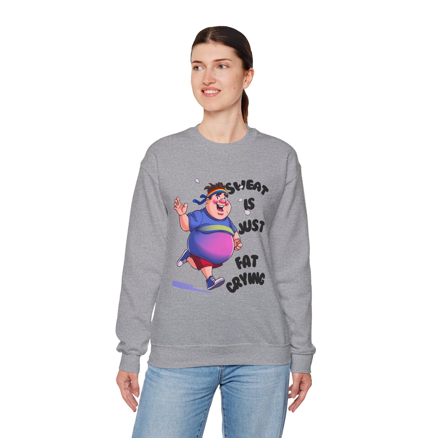 Funny Jogger Sweatshirt, Sweat Is Just Fat Crying, Workout Crewneck, Fitness Jumper, Plus Size Activewear, Gym Sweater, Humorous Exercise