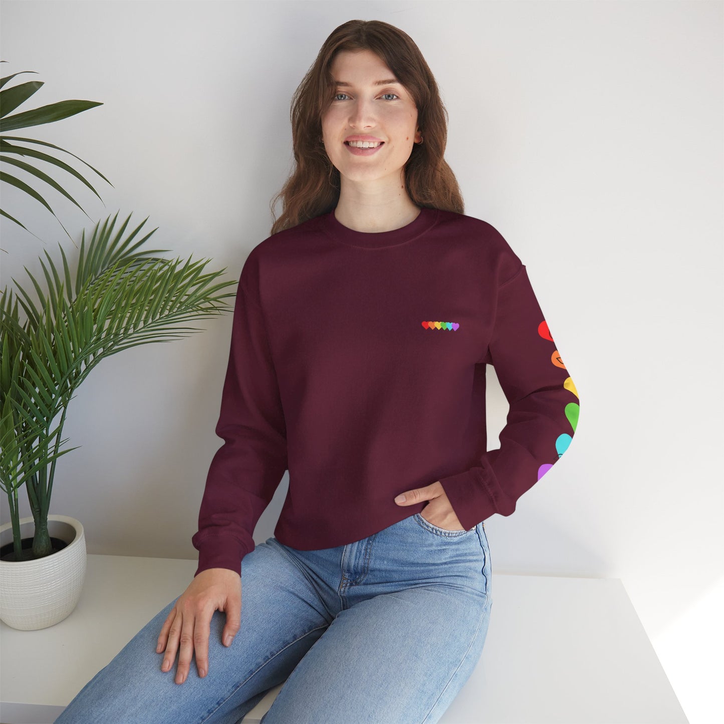 Colorful Heart Crewneck Sweatshirt for Unisex - Rainbow Vibe Apparel