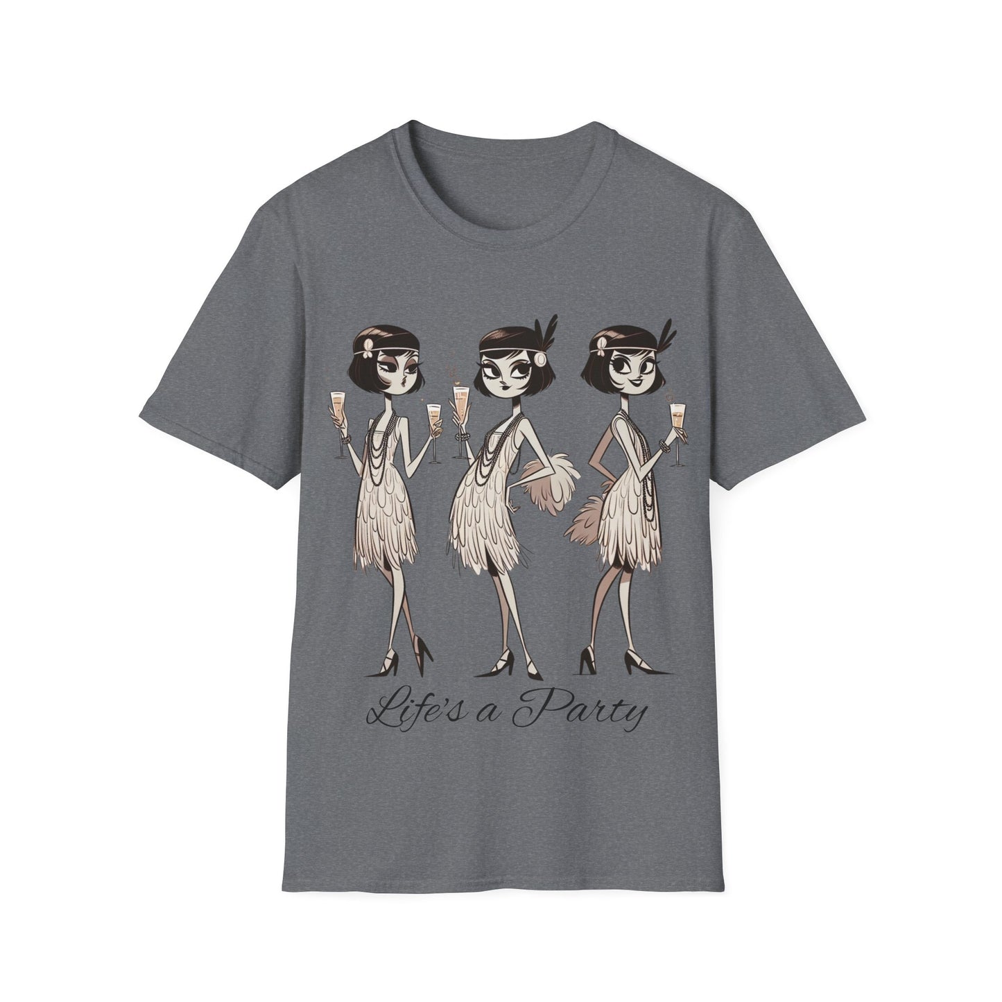 Flapper Girls Champagne Party T-Shirt, Roaring 20s Tee, Life's a Party Shirt, Vintage Flapper Women Top, Gatsby Fashion Apparel