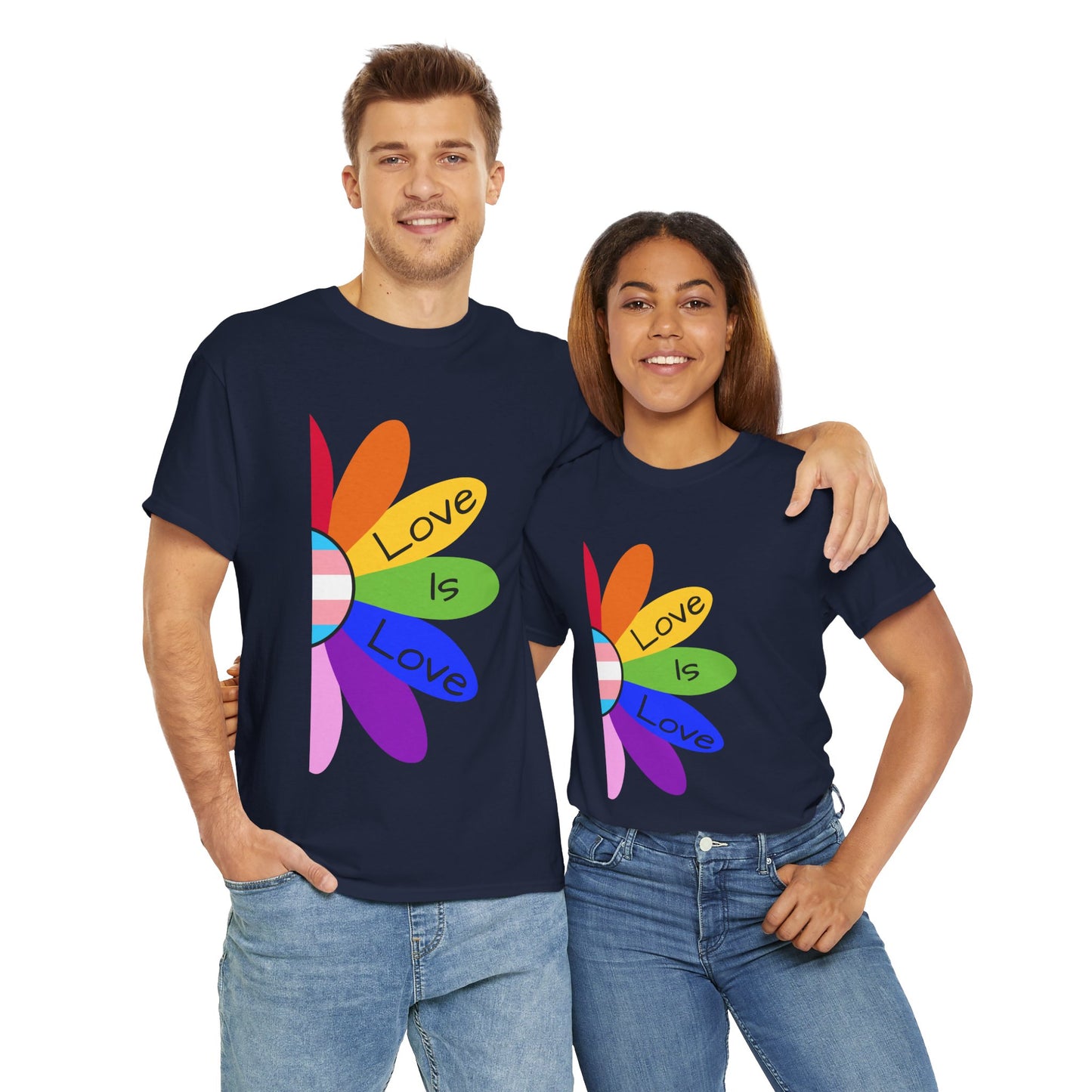 Rainbow Love Is Love Unisex Heavy Cotton Tee, LGBTQ Pride Shirt, Gift for Allies, Casual Wear, Summer Essential, Gender-Neutral Top