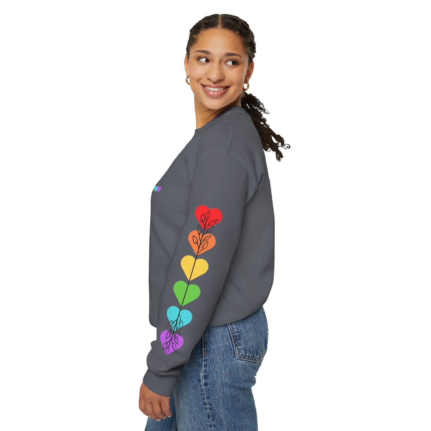 Colorful Heart Crewneck Sweatshirt for Unisex - Rainbow Vibe Apparel