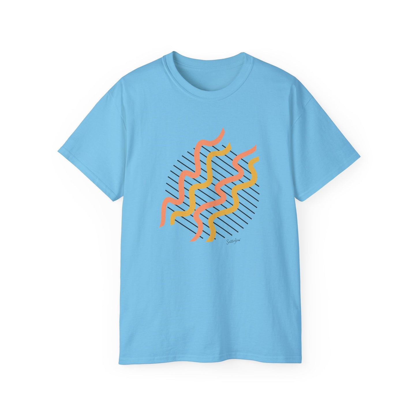 Colorful Abstract Waves Unisex Ultra Cotton Tee - Trendy and Comfortable Design