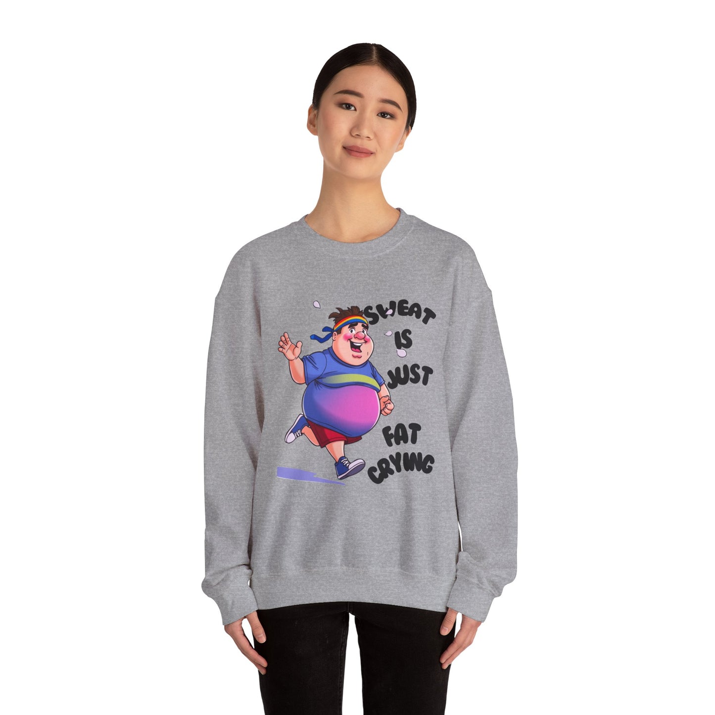 Funny Jogger Sweatshirt, Sweat Is Just Fat Crying, Workout Crewneck, Fitness Jumper, Plus Size Activewear, Gym Sweater, Humorous Exercise