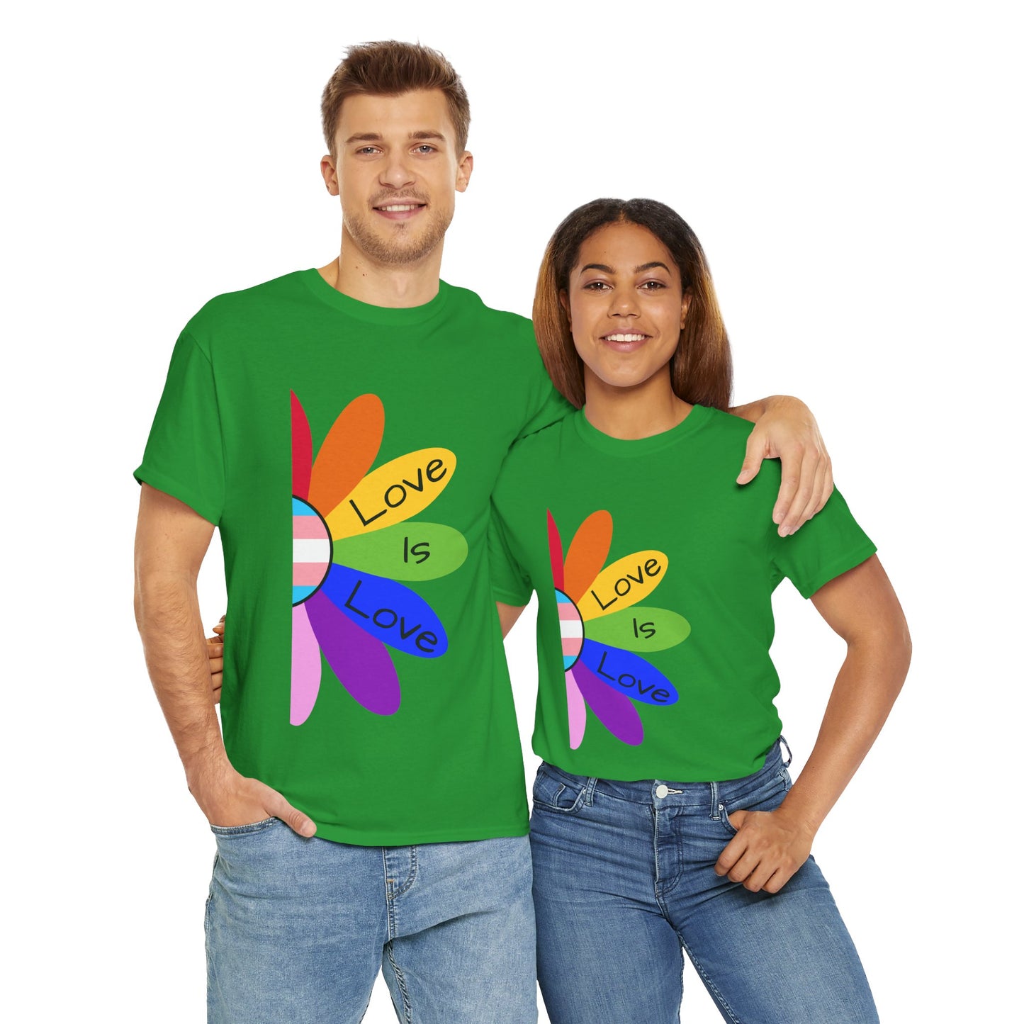 Rainbow Love Is Love Unisex Heavy Cotton Tee, LGBTQ Pride Shirt, Gift for Allies, Casual Wear, Summer Essential, Gender-Neutral Top