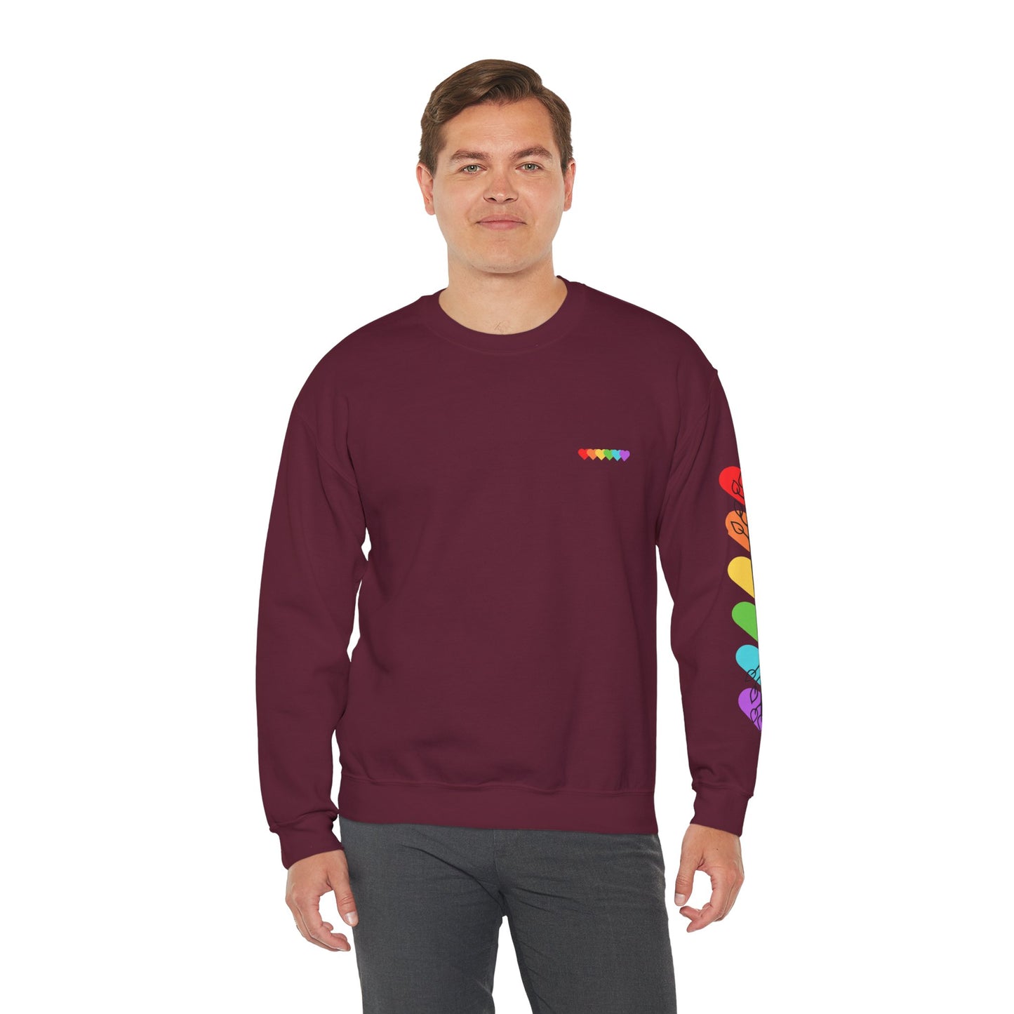 Colorful Heart Crewneck Sweatshirt for Unisex - Rainbow Vibe Apparel