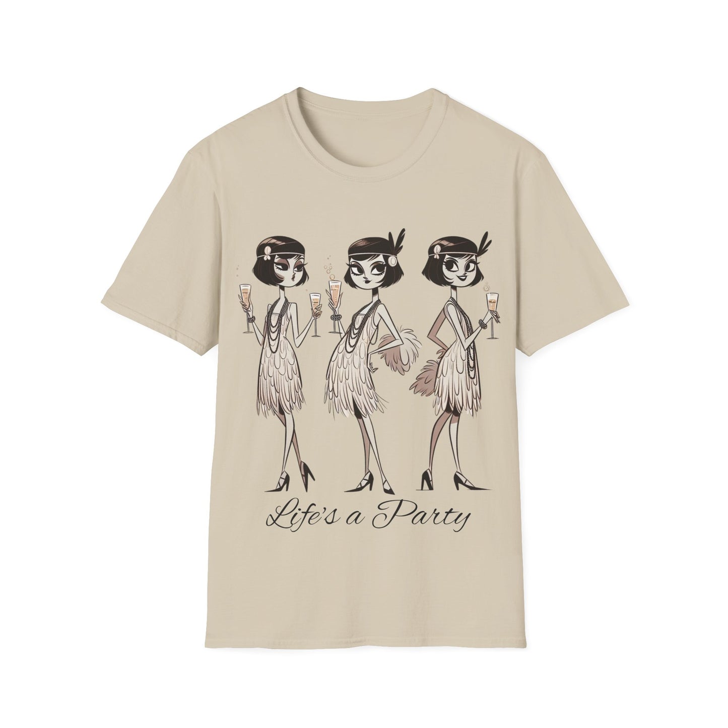 Flapper Girls Champagne Party T-Shirt, Roaring 20s Tee, Life's a Party Shirt, Vintage Flapper Women Top, Gatsby Fashion Apparel