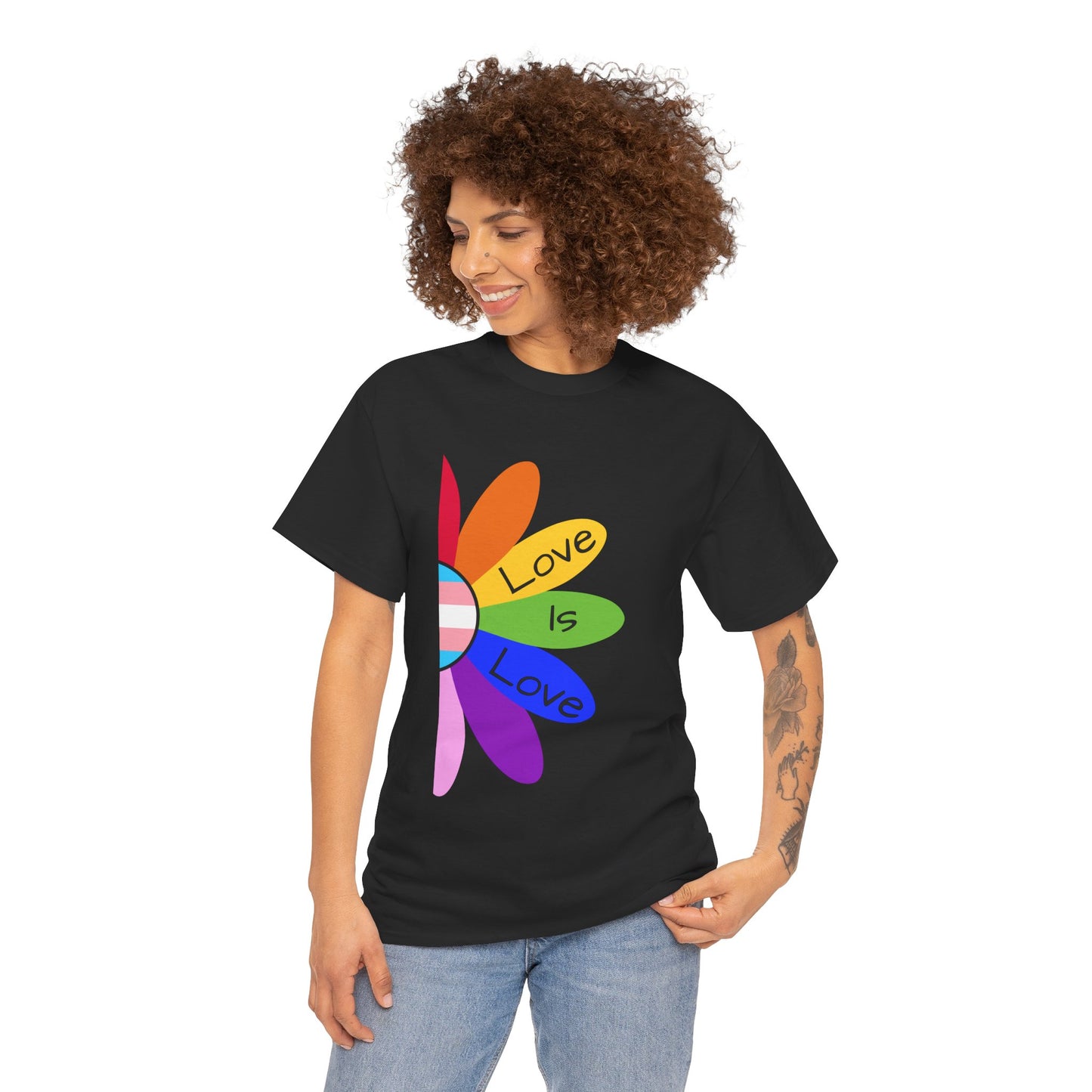 Rainbow Love Is Love Unisex Heavy Cotton Tee, LGBTQ Pride Shirt, Gift for Allies, Casual Wear, Summer Essential, Gender-Neutral Top