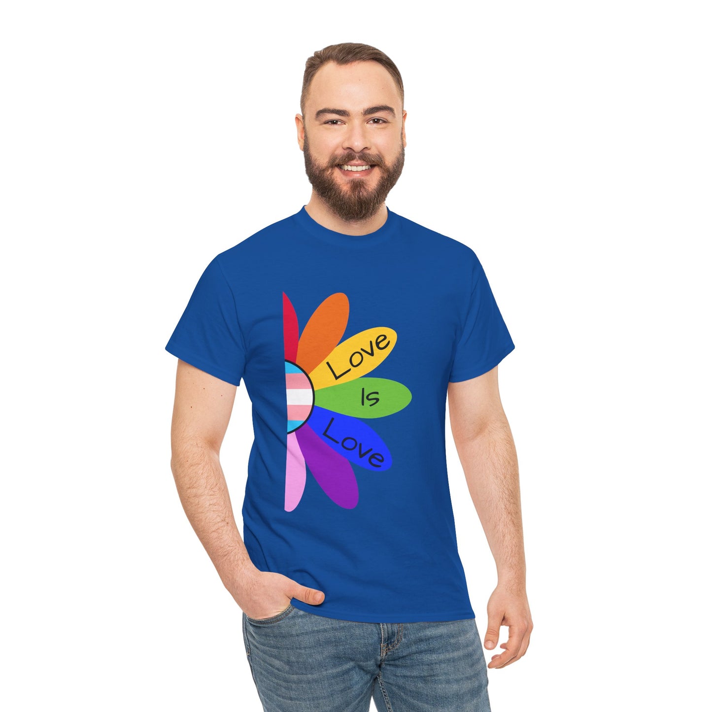 Rainbow Love Is Love Unisex Heavy Cotton Tee, LGBTQ Pride Shirt, Gift for Allies, Casual Wear, Summer Essential, Gender-Neutral Top