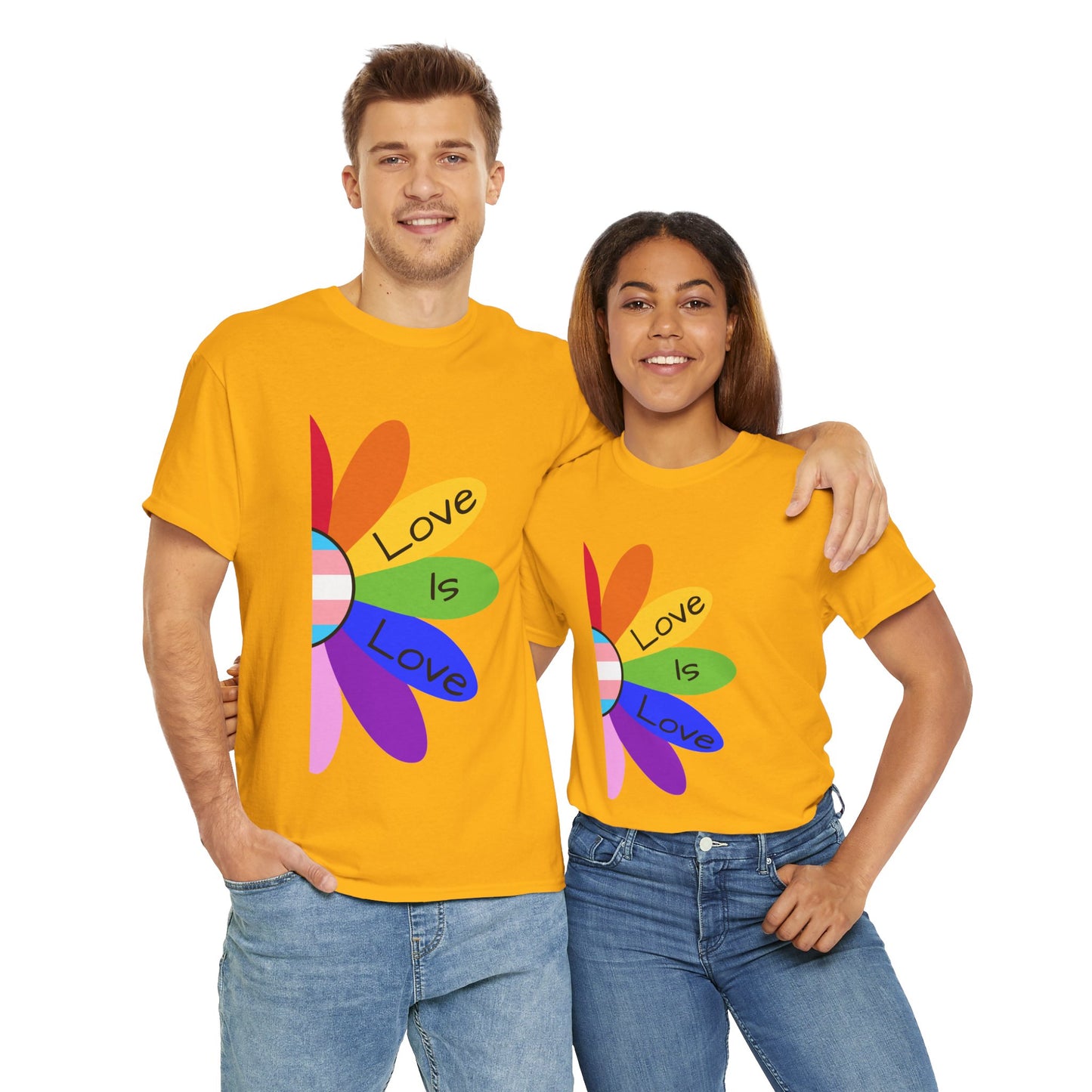 Rainbow Love Is Love Unisex Heavy Cotton Tee, LGBTQ Pride Shirt, Gift for Allies, Casual Wear, Summer Essential, Gender-Neutral Top