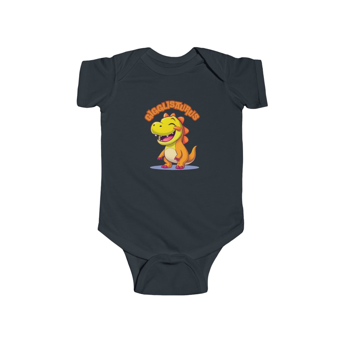 Adorable Bodysuit features Gigglisaurus, a fun-loving dinosaur design that will bring smiles to both the baby wearing it and anyone who sees them.