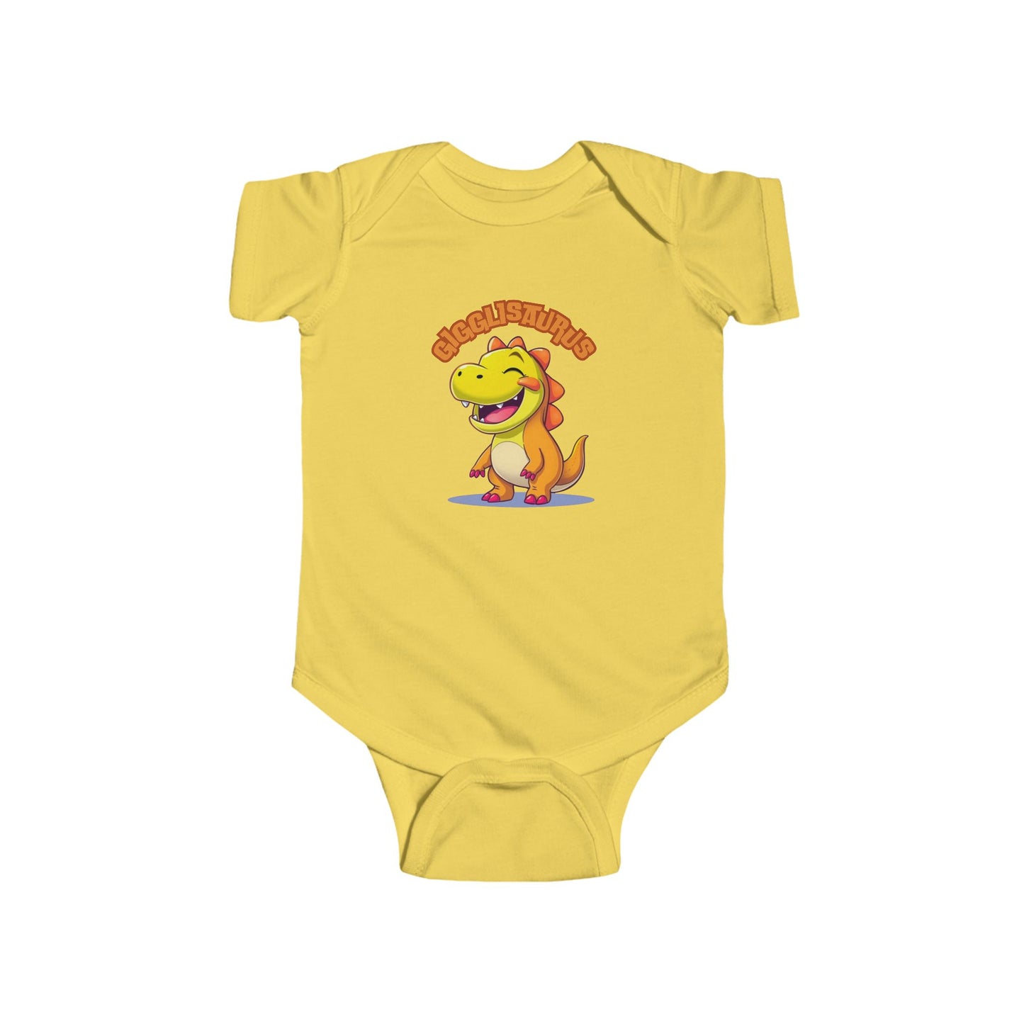 Adorable Bodysuit features Gigglisaurus, a fun-loving dinosaur design that will bring smiles to both the baby wearing it and anyone who sees them.