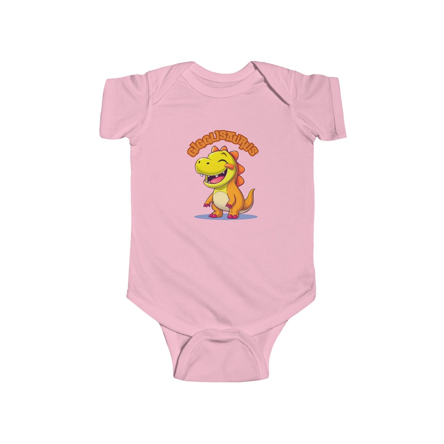 Adorable Bodysuit features Gigglisaurus, a fun-loving dinosaur design that will bring smiles to both the baby wearing it and anyone who sees them.