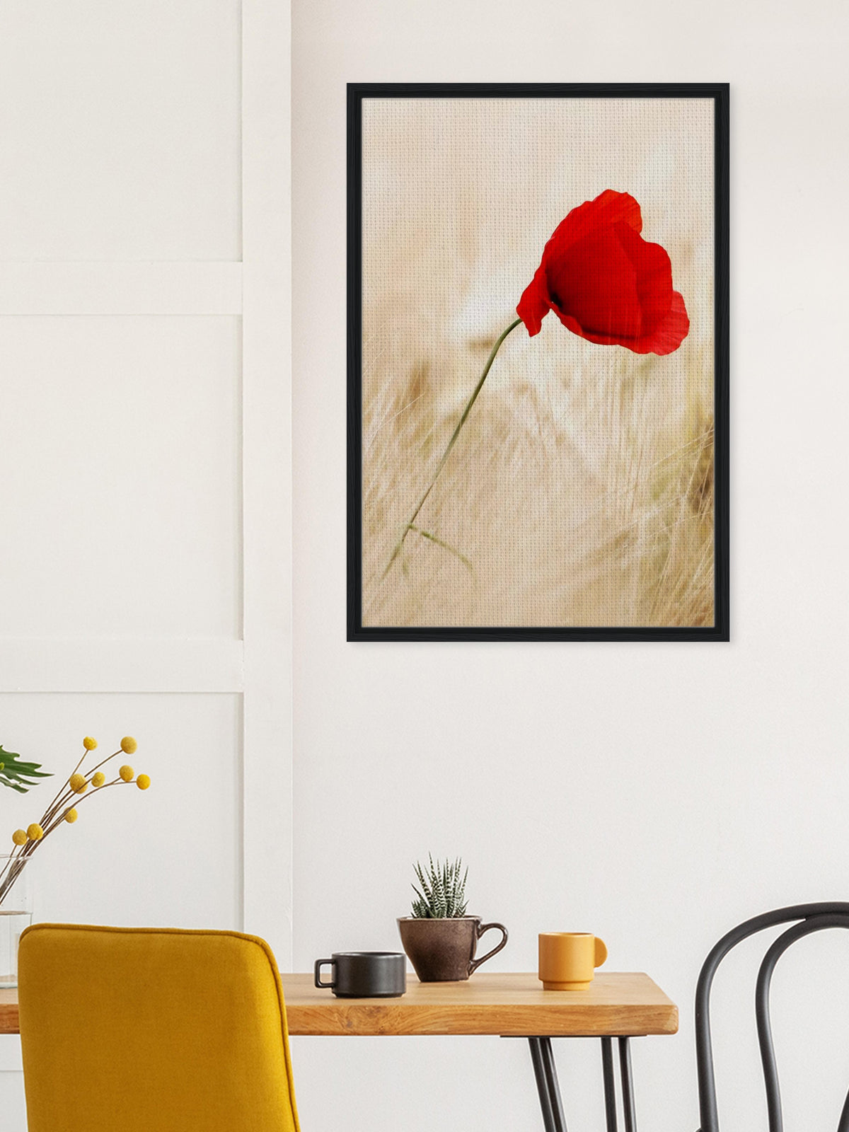 Solitary Poppy in a Field of Gold Framed Canvas