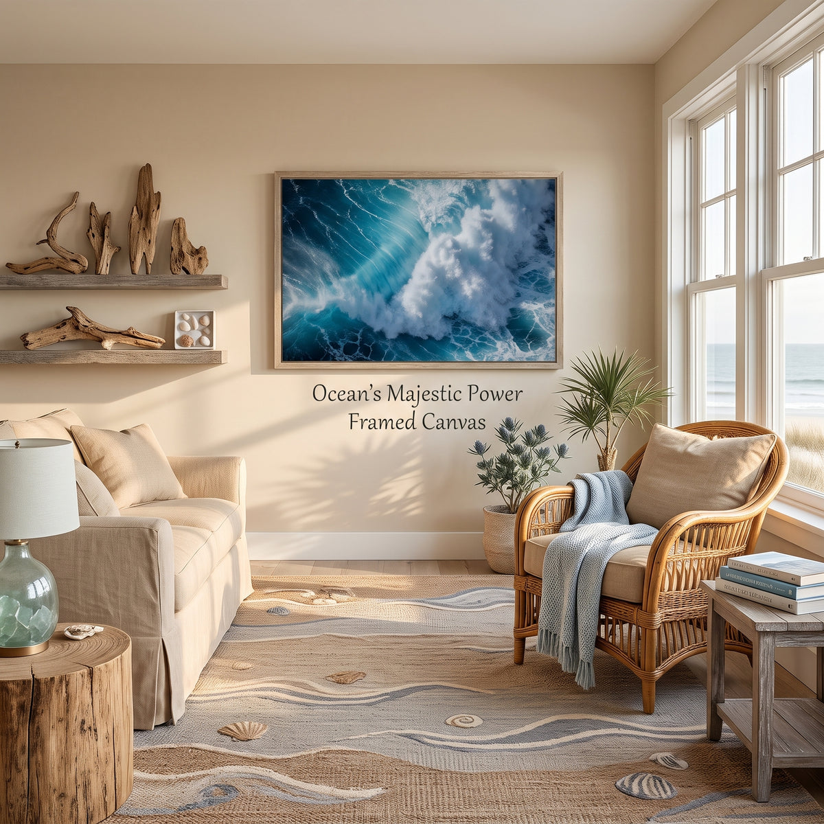 Ocean's Majestic Power Framed Canvas