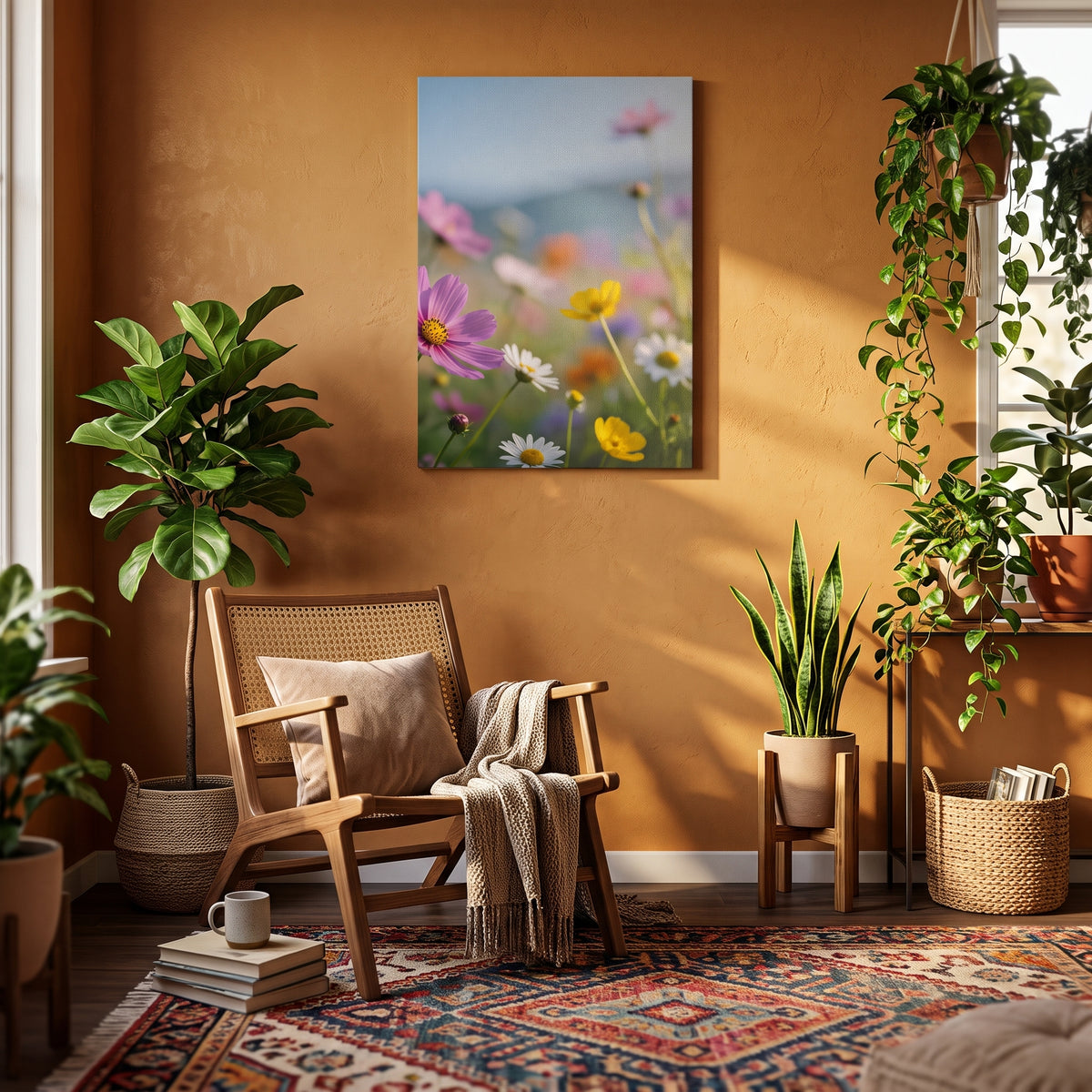 Wildflower Symphony: Meadow in Bloom Unframed Canvas